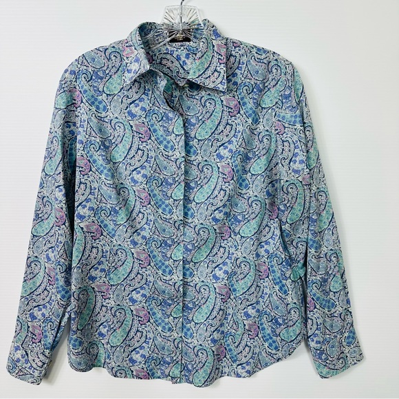 Liberty of London Shirt Sz 12 Blue Paisley Long Sleeve Button - Picture 4 of 12